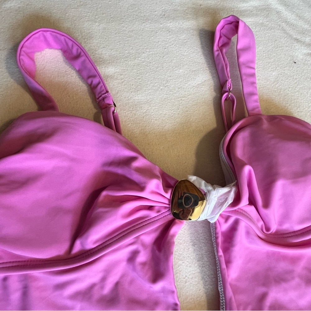 NEW Cupshe Pink One-Piece Swimsuit with Front Detail Size L - Picture 5 of 11